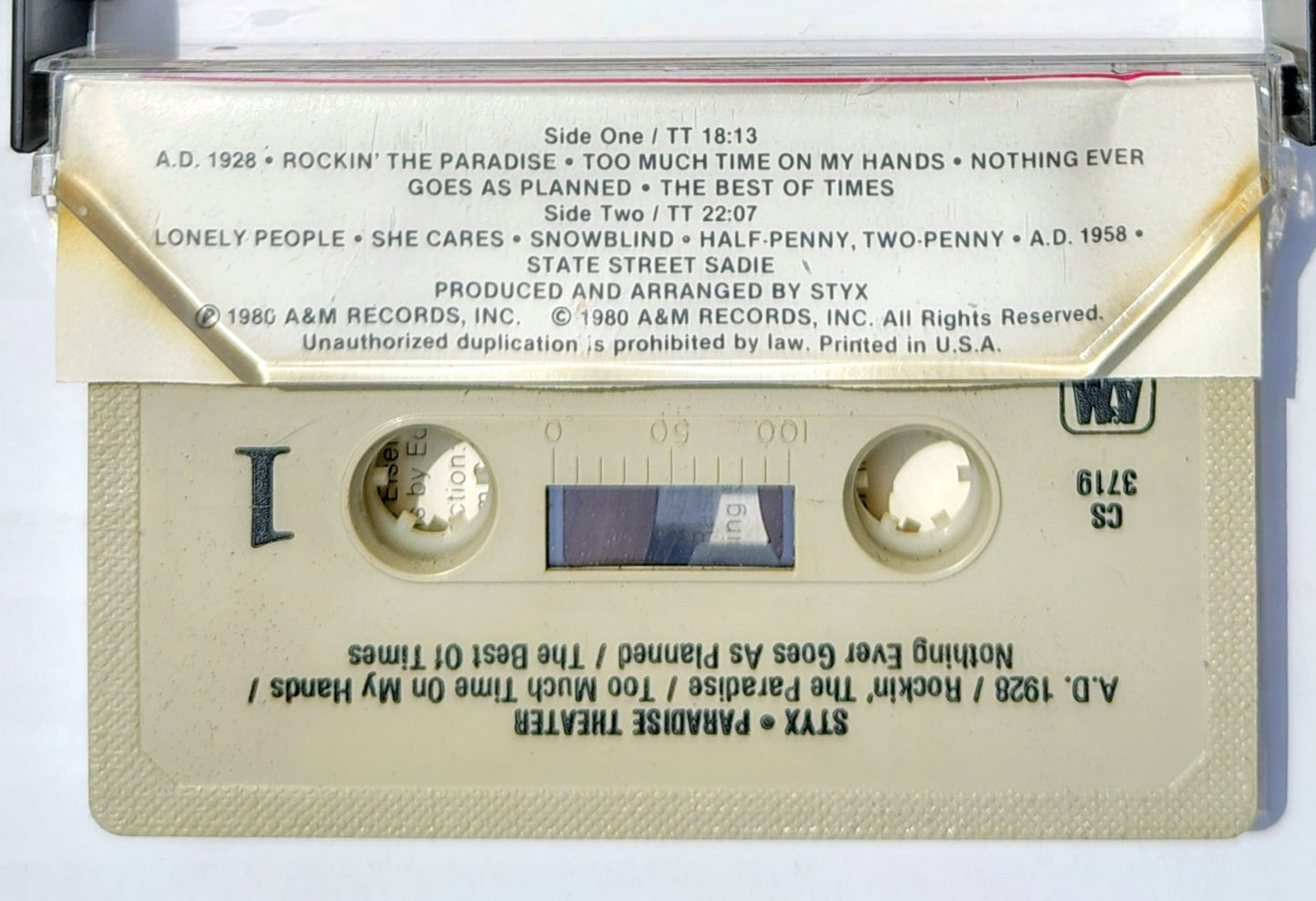 Styx - “Paradise Theater” - CASSETTE TAPE (Columbia House) G+/VG