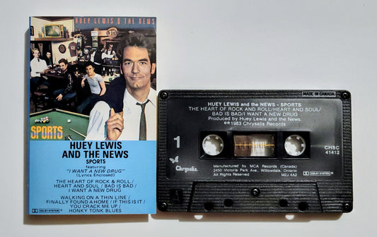 Huey Lewis & The News - "Sports" - CASSETTE TAPE (Canada; black shell; DOLBY) VG+/VG+