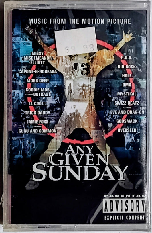 Various Artists - “Any Given Sunday Soundtrack” - CASSETTE TAPE NM/M (Sealed; hole in cellophane on spine; lightstruck spine)
