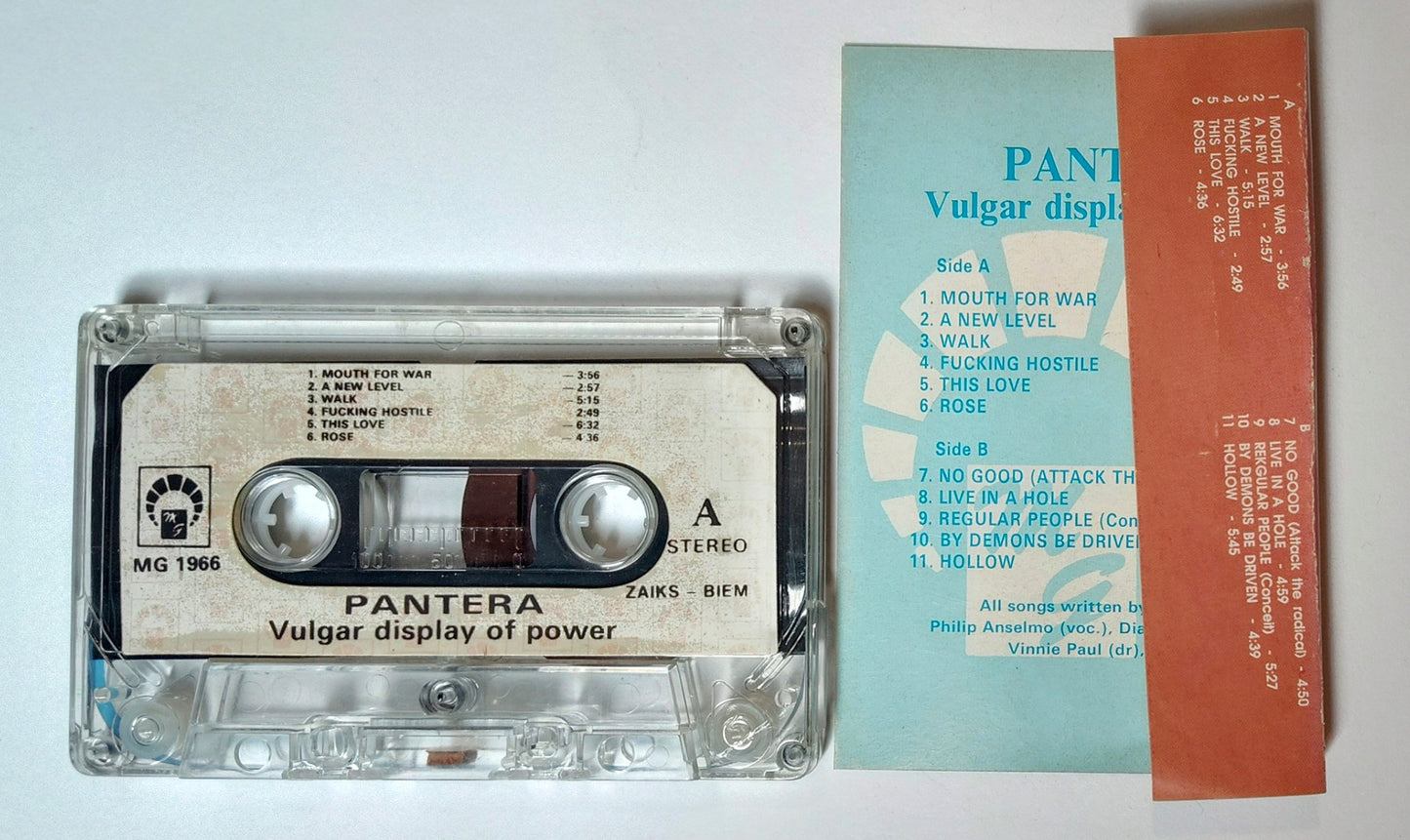 Pantera - "Vulgar Display Of Power" - CASSETTE TAPE (Poland; Unofficial; Stereo) NM/NM (Sounds Killer!)