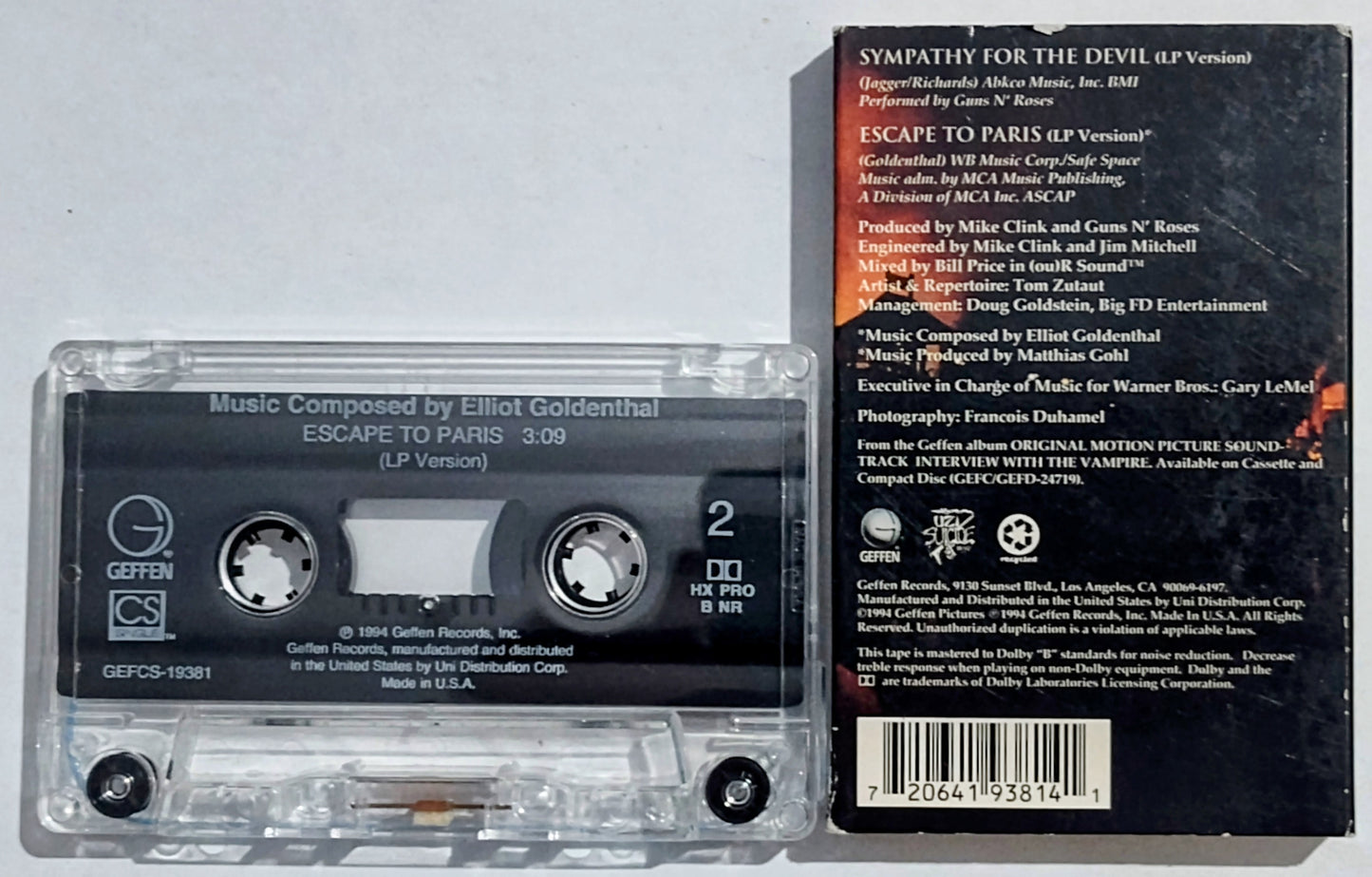 Guns N’ Roses - “Sympathy For The Devil” - CASSETTE TAPE (Single) VG/VG+