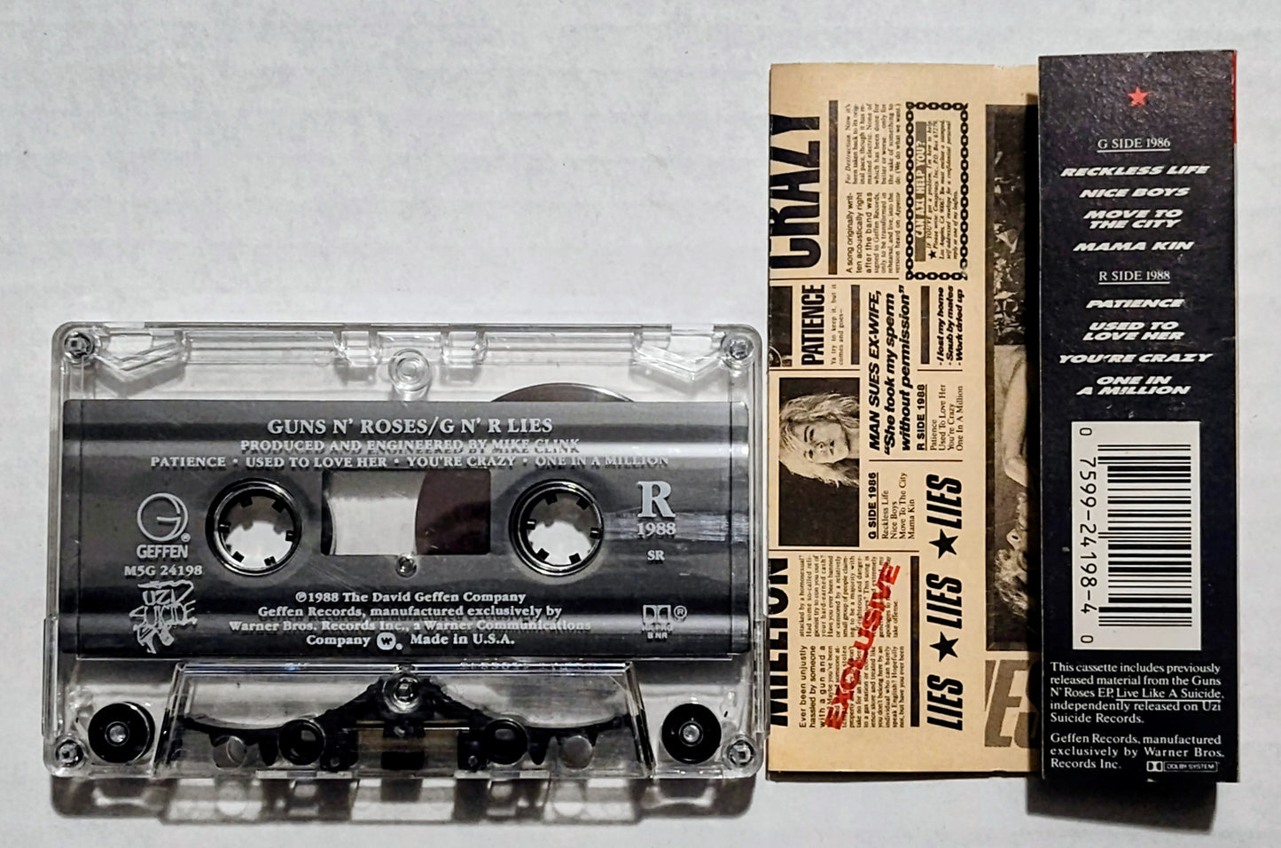 Guns N’ Roses - “GN’R Lies” - CASSETTE TAPE VG+/VG+