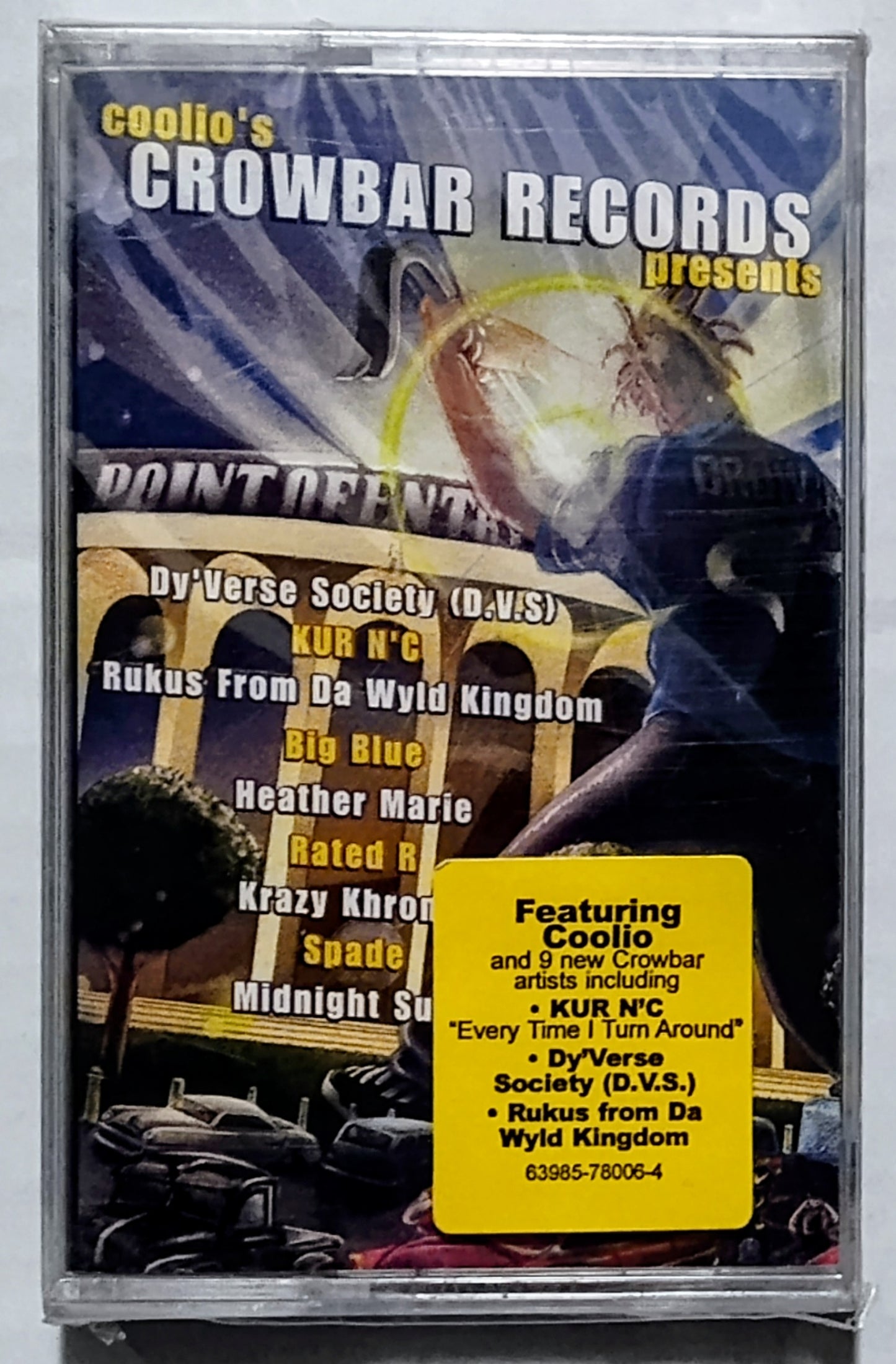 Various Artists - “Coolio’s Crowbar Records Presents (Compilation)” - CASSETTE TAPE NM/M (Sealed with hype sticker; a few tiny rips in cellophane)
