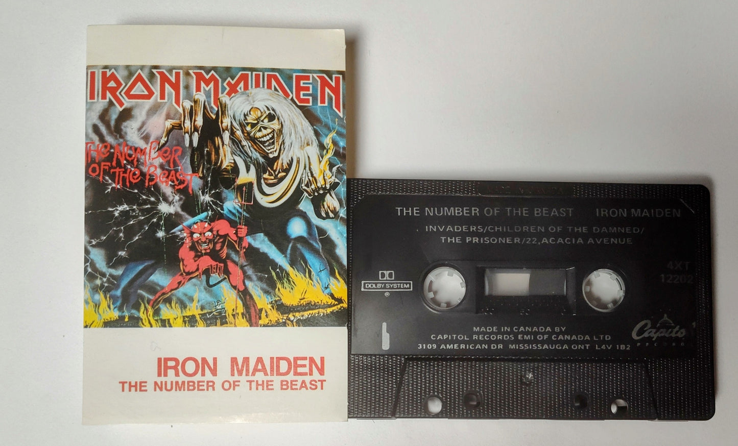Iron Maiden - "The Number Of The Beast" - CASSETTE TAPE (Canada; black shell; DOLBY HX PRO; No bar code) VG+/VG+