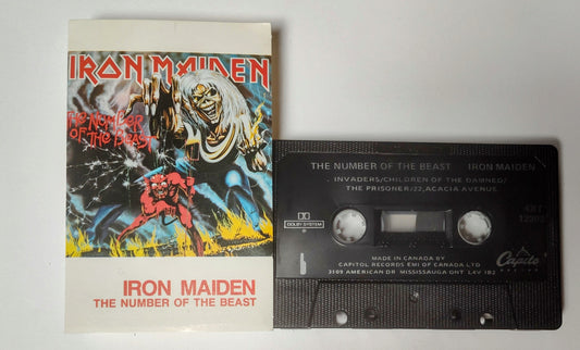Iron Maiden - "The Number Of The Beast" - CASSETTE TAPE (Canada; black shell; DOLBY HX PRO; No bar code) VG+/VG+
