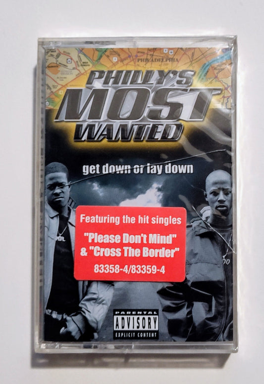 Philly's Most Wanted - "Get Down Or Lay Down" - CASSETTE TAPE VG+/M (Sealed; cracked case)