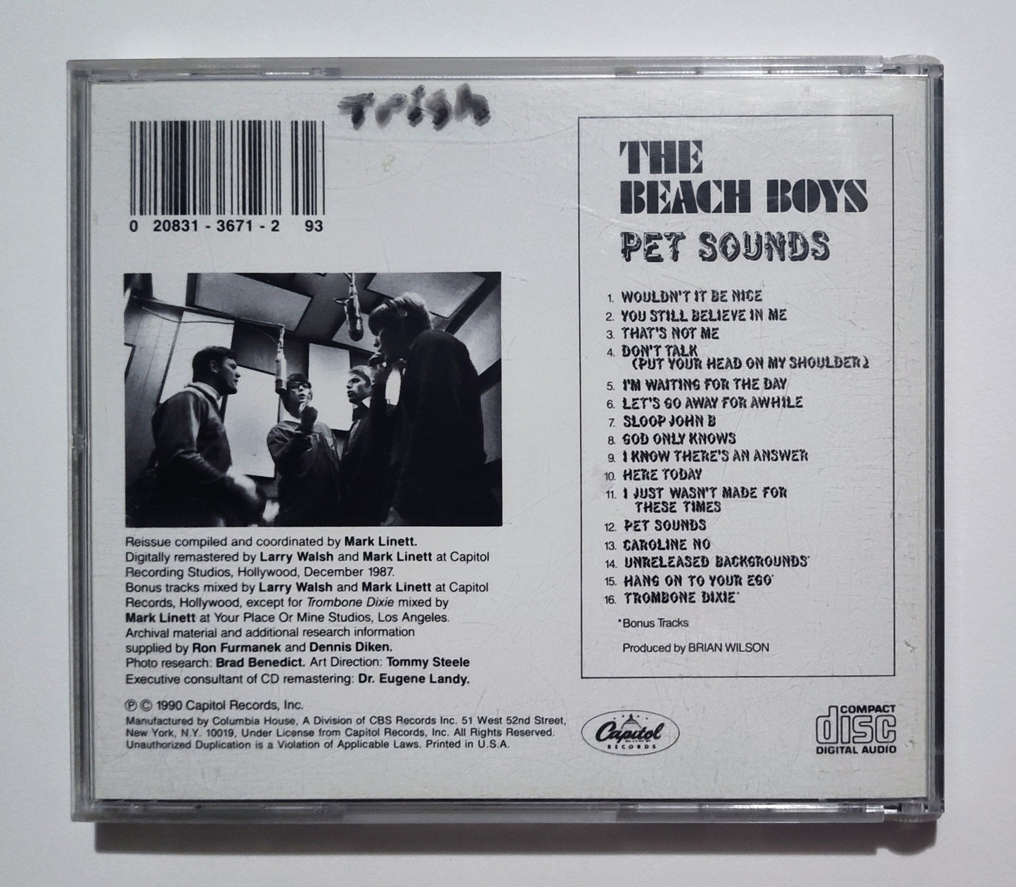 Beach Boys, The - "Pet Sounds (Columbia House; Non Remaster)" - COMPACT DISC VG/G+
