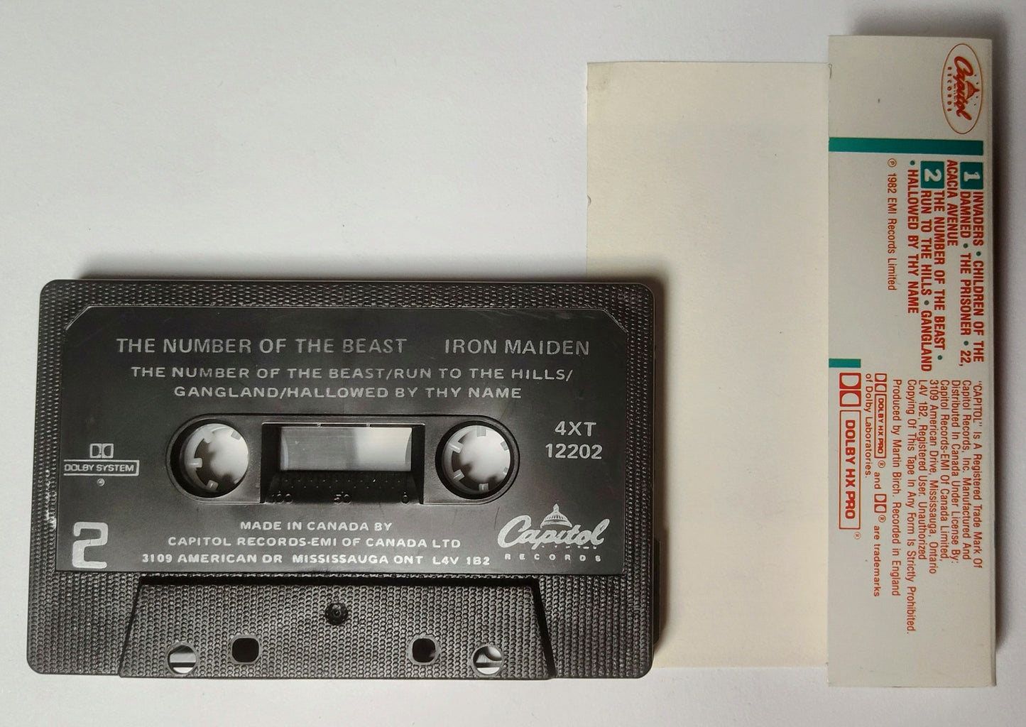 Iron Maiden - "The Number Of The Beast" - CASSETTE TAPE (Canada; black shell; DOLBY HX PRO; No bar code) VG+/VG+