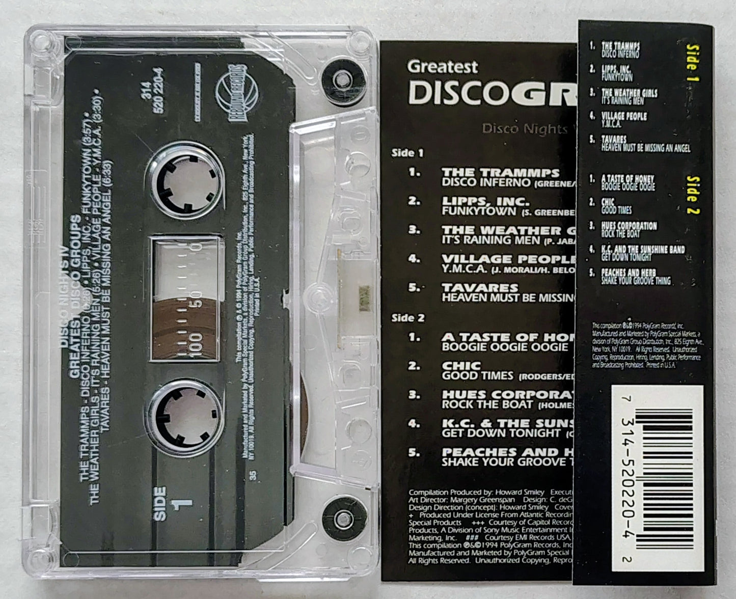 Various Artists- "Greatest Disco Groups: Disco Nights Vol. 4" - CASSETTE TAPE VG+/VG+