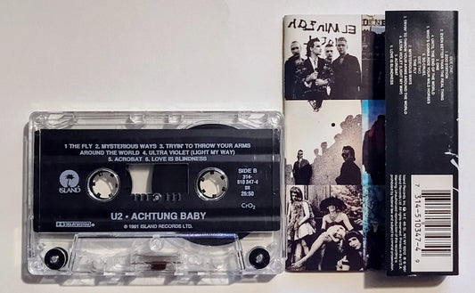 U2 - "Achtung Baby" - CASSETTE TAPE (DOLBY; Chrome) VG+/VG+