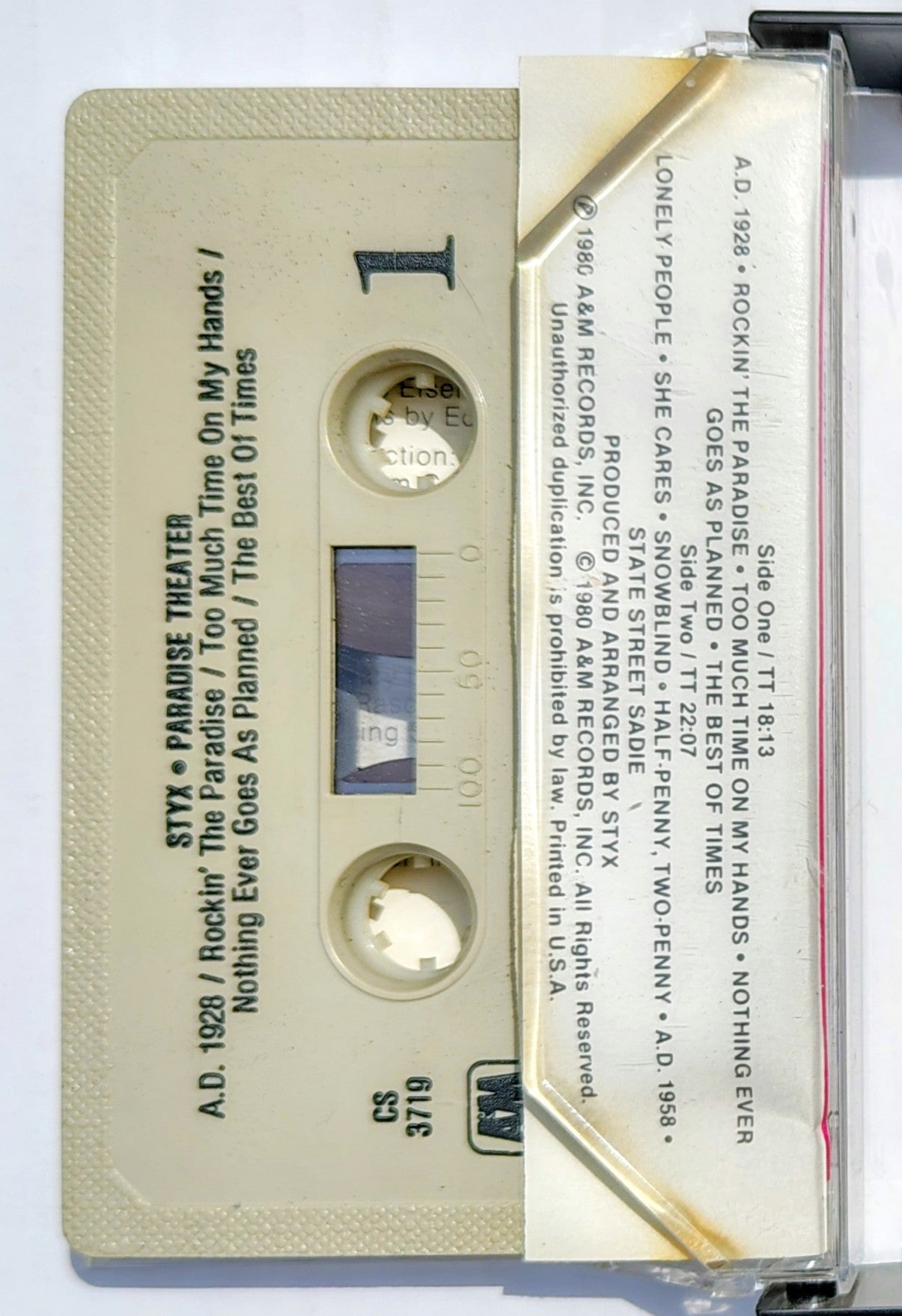 Styx - “Paradise Theater” - CASSETTE TAPE (Columbia House) G+/VG
