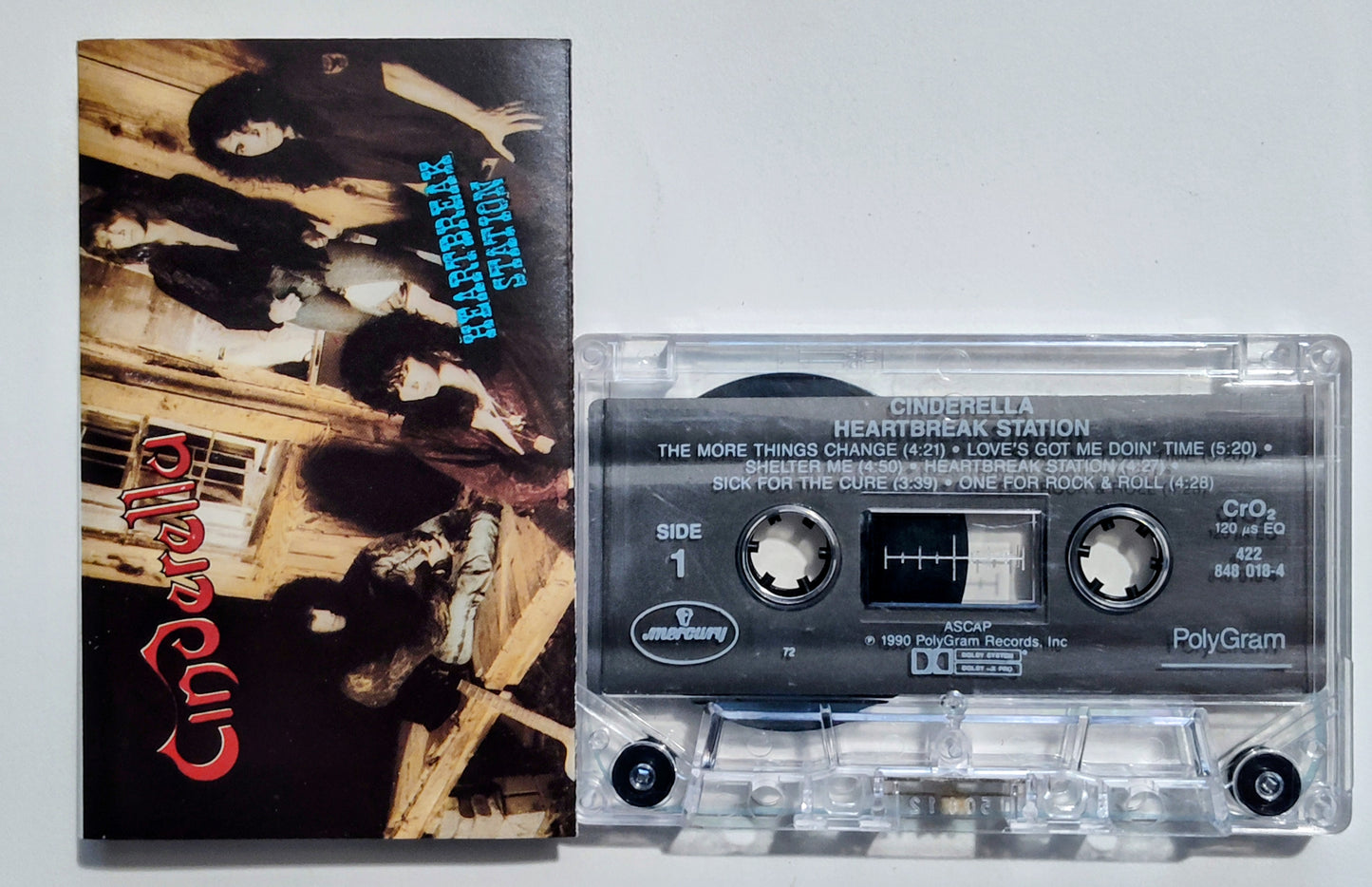 Cinderella - "Heartbreak Station" - CASSETTE TAPE (Chrome; DOLBY HX PRO) VG+/VG