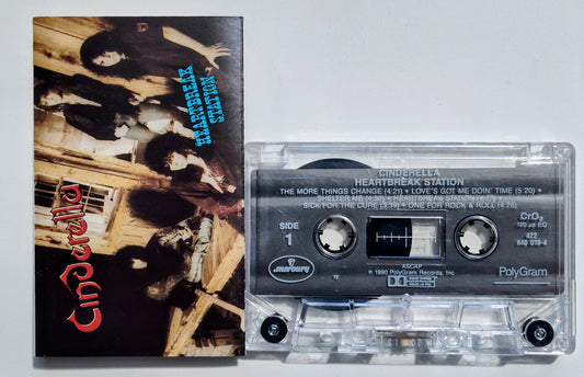 Cinderella - "Heartbreak Station" - CASSETTE TAPE (Chrome; DOLBY HX PRO) VG+/VG