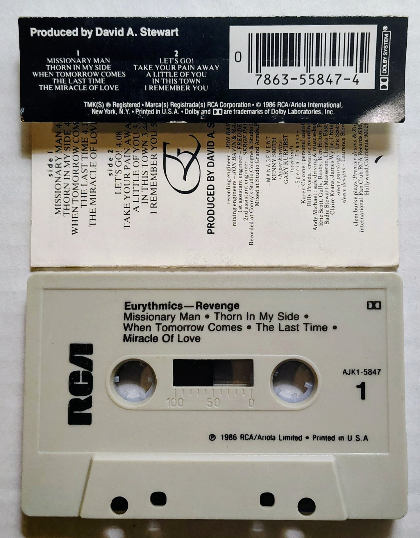 Eurythmics - "Revenge" - CASSETTE TAPE VG/VG+
