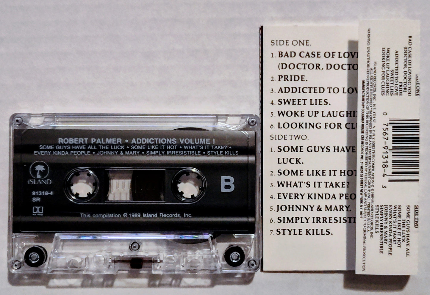 Robert Palmer - “Addictions Volume 1” - CASSETTE TAPE VG+/VG+