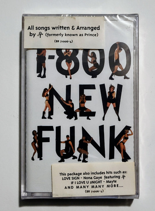 Prince - "1-800-NEW-FUNK" - CASSETTE TAPE (DOLBY HX PRO B NR) NM/M (Sealed w/ hype stickers; small crack in back of case)