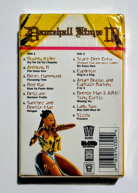 Various Artists - "Dance Hall Kings III (Compilation)" - CASSETTE TAPE M/M (Sealed flip-top "cigarette box" case & hype sticker)