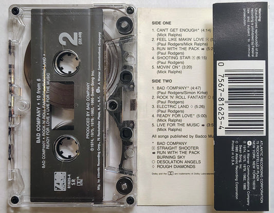 Bad Company - “10 from 6” - CASSETTE TAPE VG+/VG