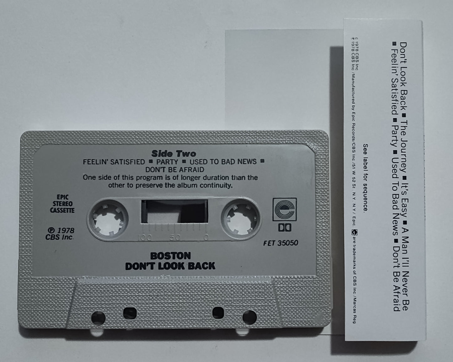 Boston - "Don't Look Back" - CASSETTE TAPE (DOLBY Stereo) VG+/VG+