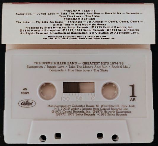 Steve Miller Band - "Greatest Hits" - CASSETTE TAPE (Columbia House) VG+/VG+