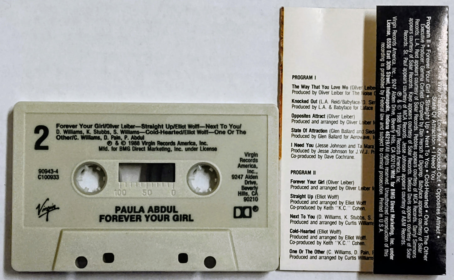 Paula Abdul - "Forever Your Girl" - CASSETTE TAPE VG+/VG+