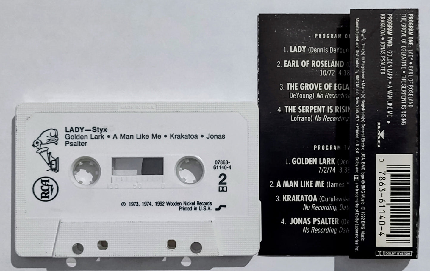 Styx - “Lady” - CASSETTE TAPE VG+/VG+