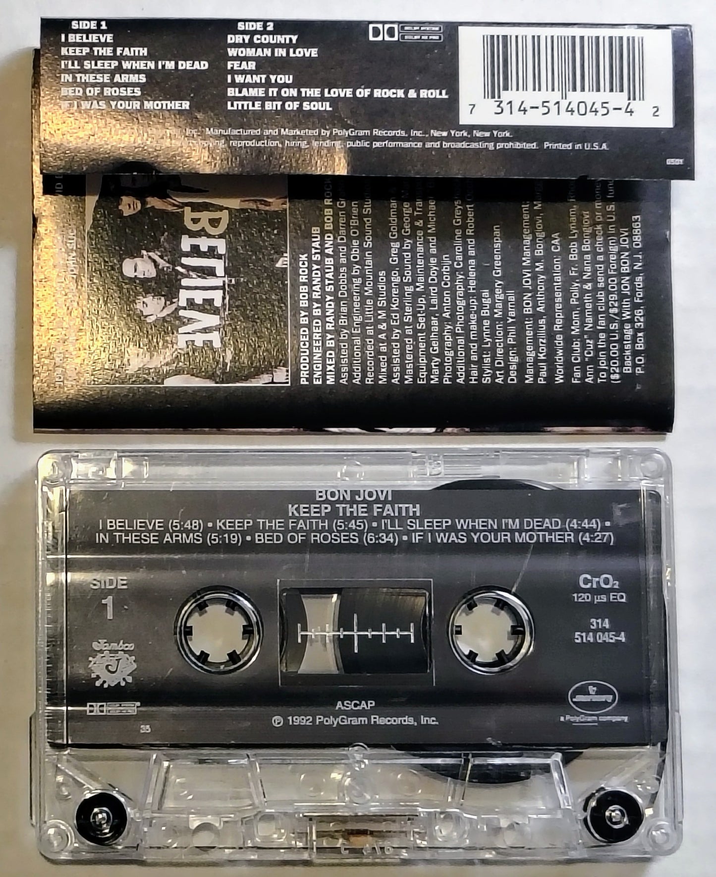Bon Jovi - “Keep The Faith” - CASSETTE TAPE VG+/VG+