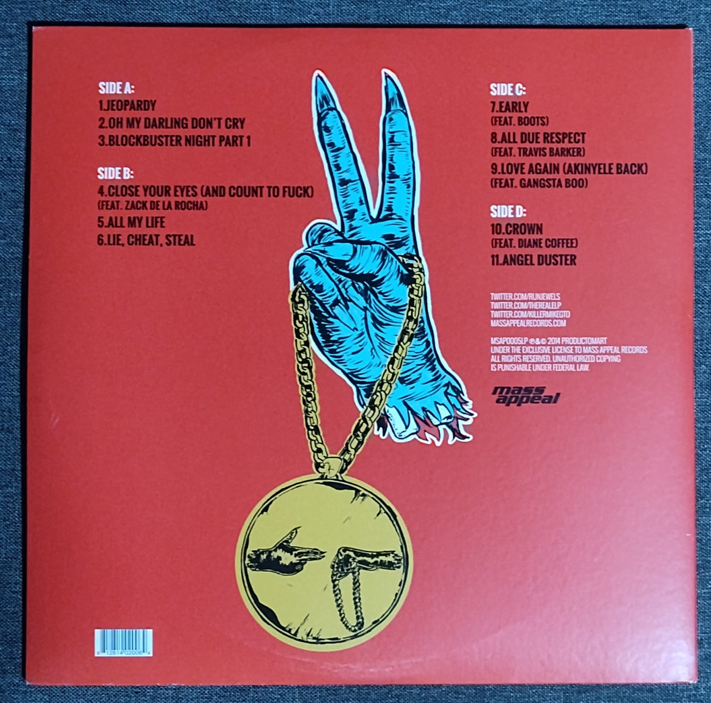 Run The Jewels - "Run The Jewels 2" - VINYL RECORD (Reissue; Red Marble Vinyl) VG+/NM