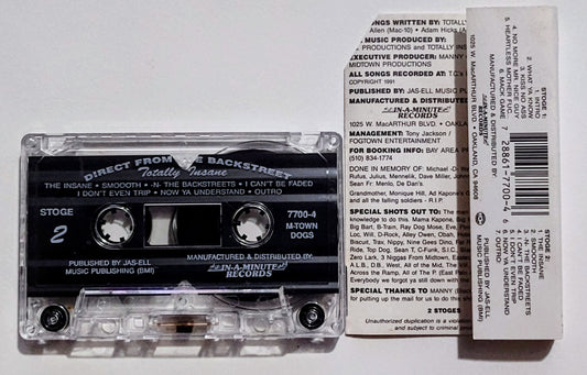 Totally Insane - "Direct From The Backstreet" - CASSETTE TAPE G+/NM (Cut j card/cover corner)