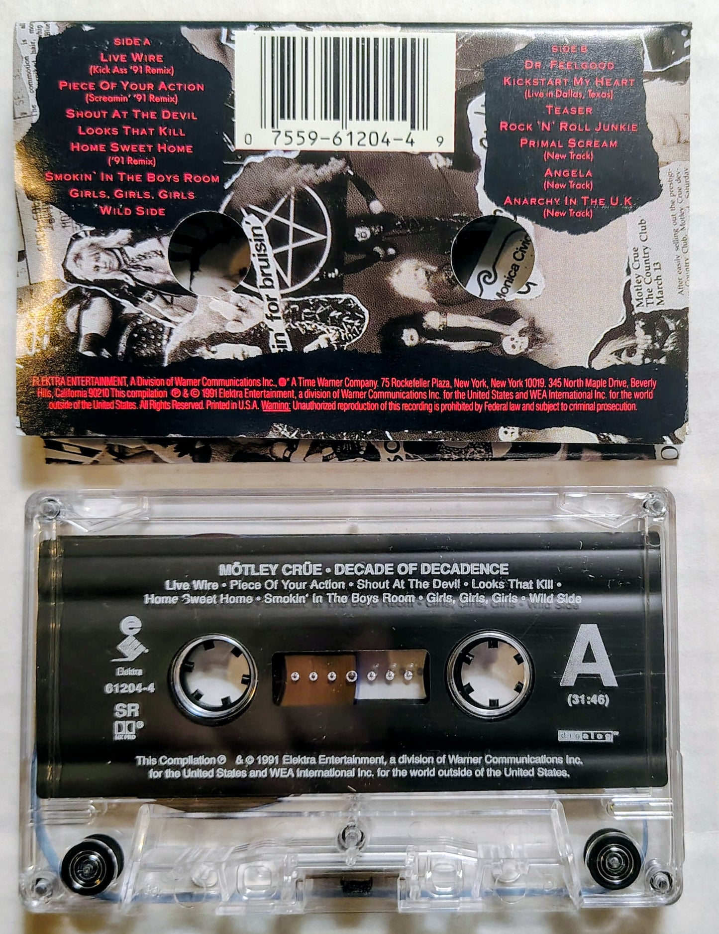 Motley Crue - “Decade Of Decadence” - CASSETTE TAPE VG/VG+