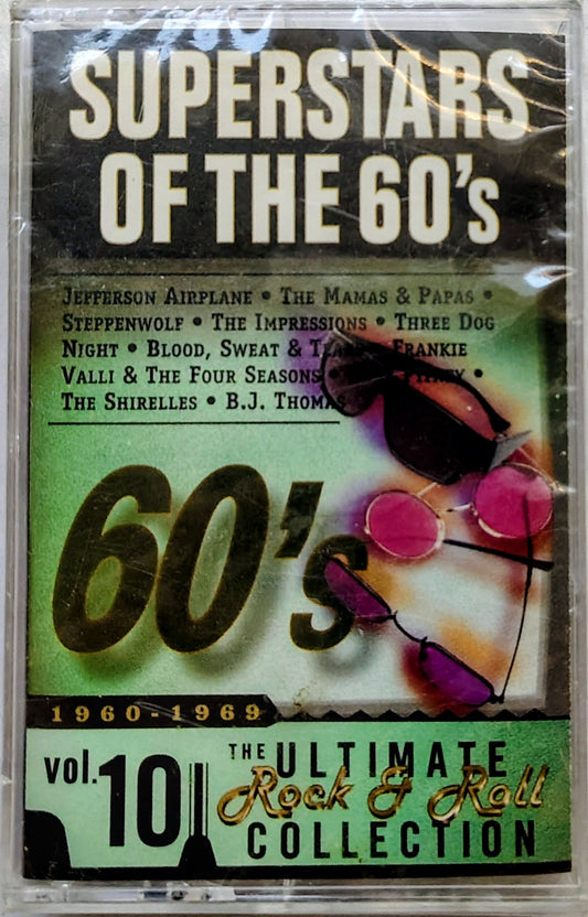 Various Artists - "Superstars of the 60's, Vol. 10" - CASSETTE TAPE NM/M (Sealed; torn cellophane)
