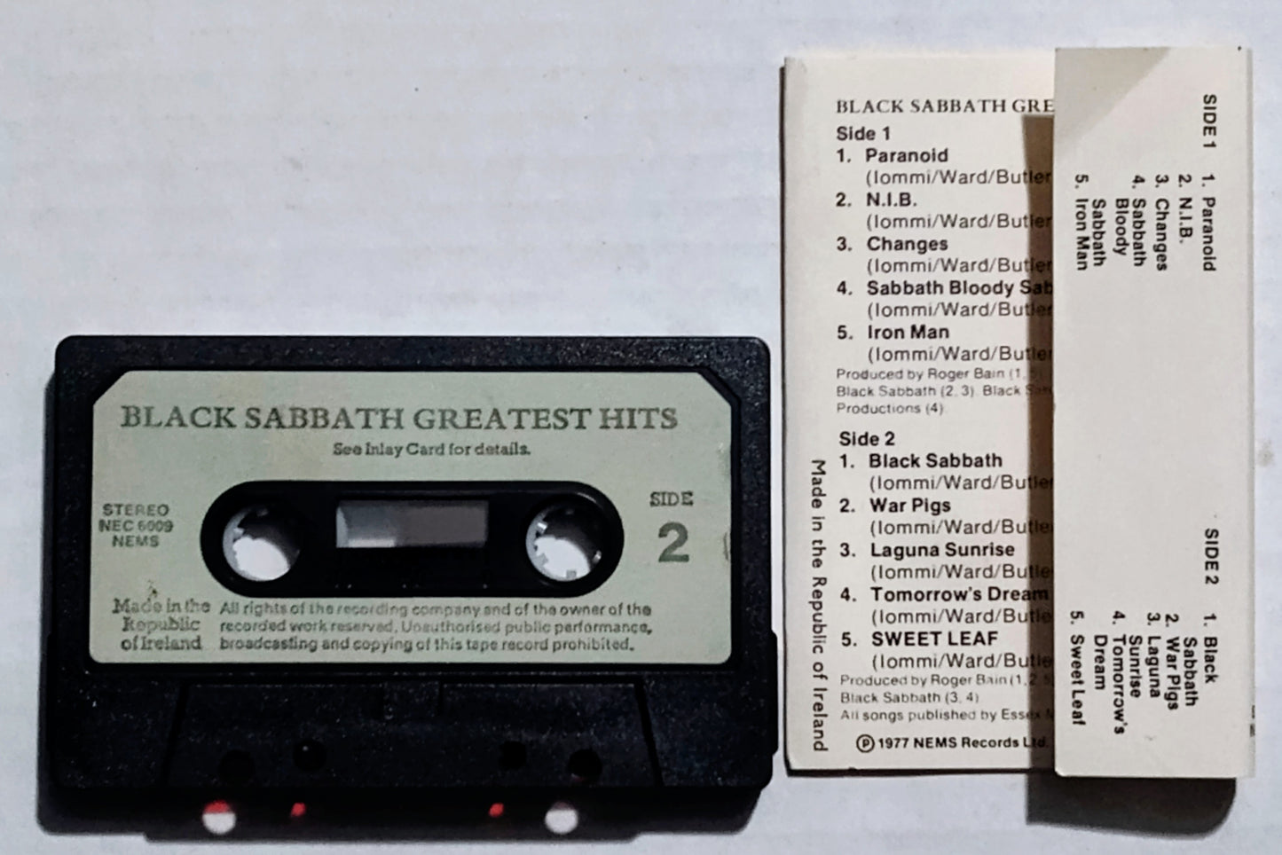 Black Sabbath - “Greatest Hits” - CASSETTE TAPE (Ireland) VG/VG