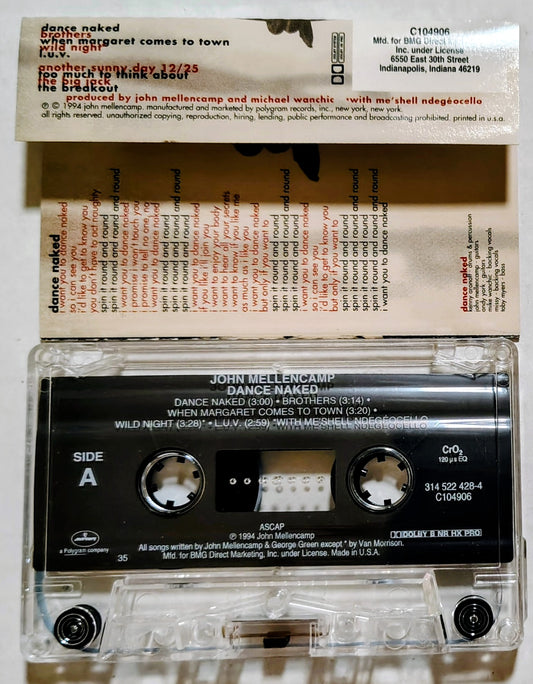John Mellencamp - "Dance Naked" - CASSETTE TAPE (Canada; clear shell) VG+/VG+