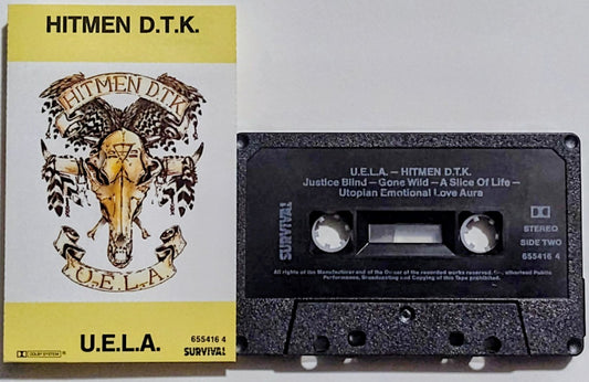 Hitmen D.T.K. - "U.E.L.A."  - CASSETTE TAPE (Australia; black shell; DOLBY Stereo) NM/VG+