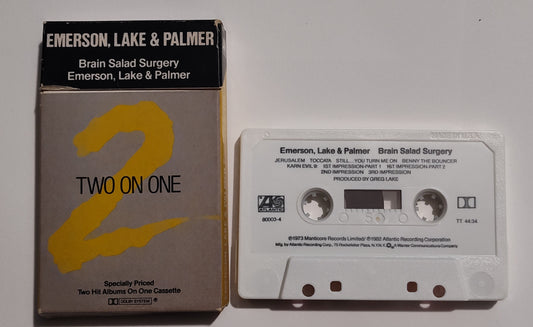 Emerson, Lake & Palmer - "Emerson Lake & Palmer; Brain Salad Surgery (Two On One; Cigarette flip box)" - CASSETTE TAPE G+/VG+