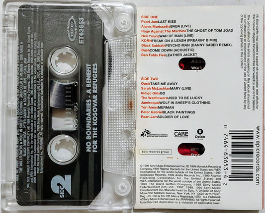 Various Artists (Pearl Jam, Korn, Black Sabbath, Bush, Alanis Morrisette, Rage Against The Machine) - "No Boundaries Compilation (1999)" - CASSETTE TAPE VG/VG *🚨*