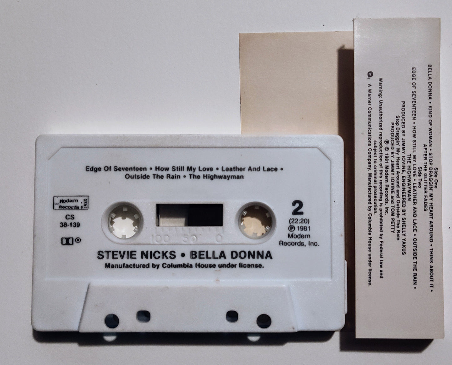 Stevie Nicks - "Bella Donna" - CASSETTE TAPE (Columbia House; DOLBY) VG+/VG+