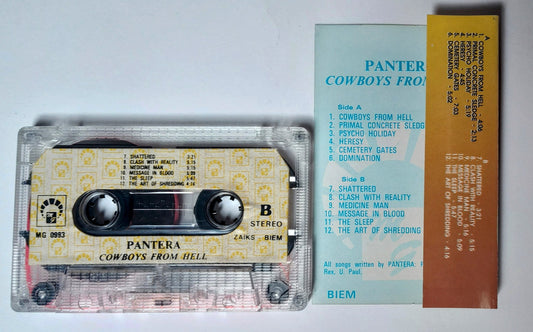 Pantera - "Cowboys From Hell" - CASSETTE TAPE (Poland; Unofficial; Stereo) NM/NM (Sounds Killer!)