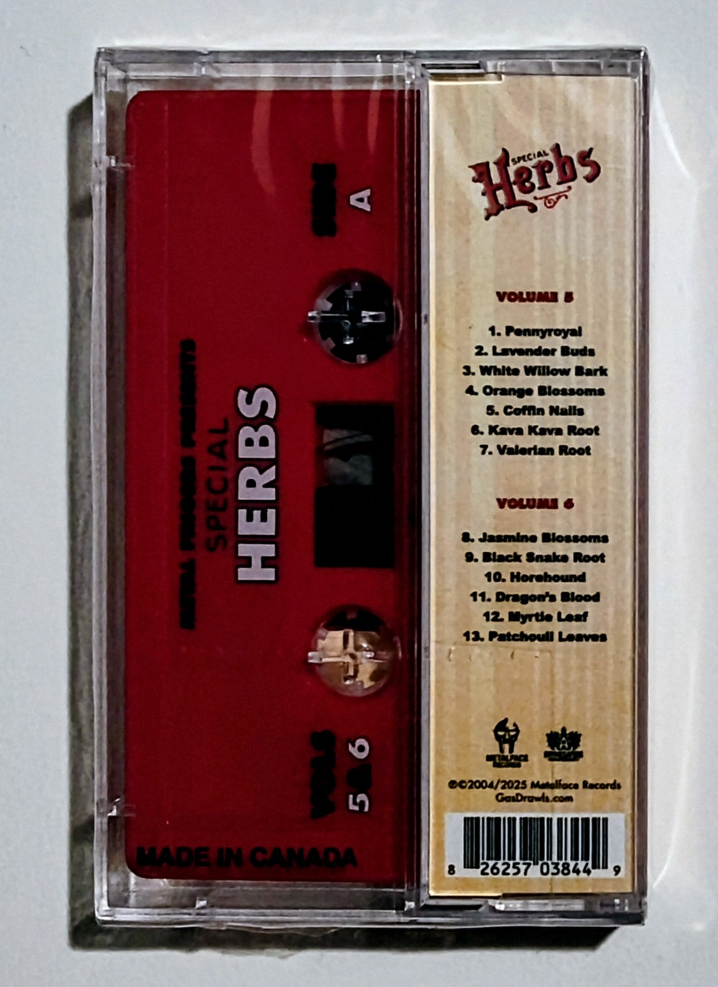 MF Doom as Metal Fingers - "Special Herbs (Instrumentals; 5-Tape Complete Set)" - CASSETTE TAPE NM/M (All Sealed; 2 tapes have cracks on back of case)