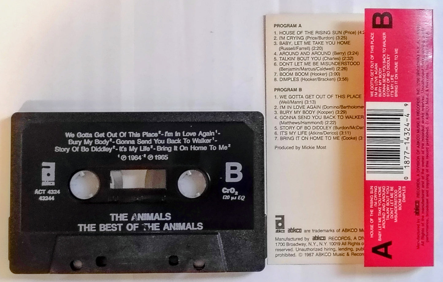 Animals, The - “The Best Of The Animals” - CASSETTE TAPE VG+/VG+