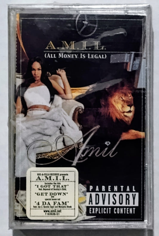 Amil - “All Money Is Legal” - CASSETTE TAPE NM/M (Sealed; tiny tears in cellophane)